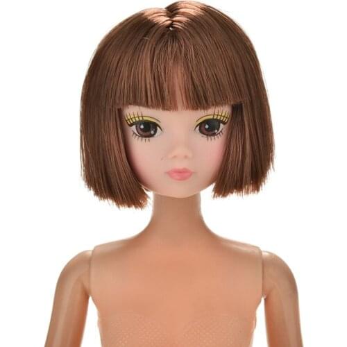 New 1 Pc Flaxen Short Hair Students Head Wigs For s Doll Fashion DIY Doll Head High Quality