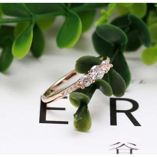 2020 New Original Silver Color Clear Three-Stone Ring For Women Resizable Wedding Engagement Pan Rings DropShipping