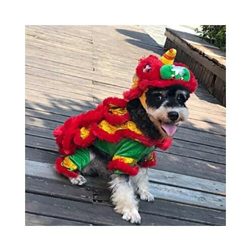 Dog Clothes Pet Clothes Net Celebrity Vibrato with The Same Style of Dog Small and Medium-sized Funny Photo Lion Dance Costumes