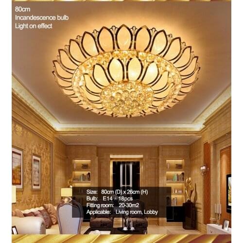 Big Lotus Flower Modern Ceiling Lights With Glass Lampshade Gold Ceiling Lamp For Living Room Lighting
