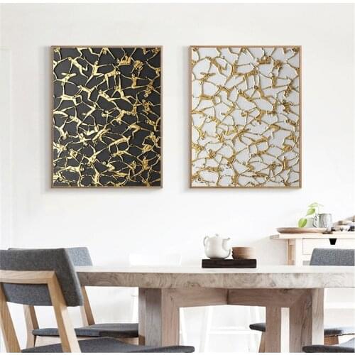 Retro Surrealism Gold Bronze Home Decoration Nordic Canvas Painting Geometry Living Room Bedroom Wall Art Print Wall Painting