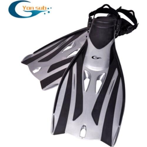 Silver Cool High Quality Open Heel Swimming Flipper TRP Non-slip Adjustable Diving Fins For Underwater Hunting Man & Woman Silv