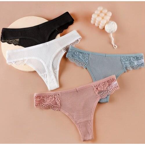 European Style Thong Sexy Lace Panties Plus Size Fashion Sports T Pants Low Waist Seamless Comfort G-String Female Lingerie