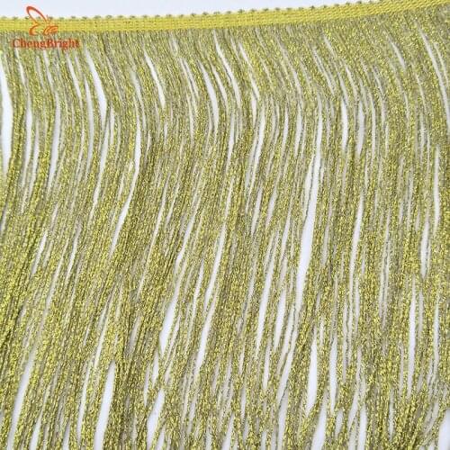 CHENGBRIGHT Nice 10Yard 20cm Wide Gold Lace Fringe Trim Tassel Fringe Trimming Dress Stage Clothes Accessories Tassel Fringe