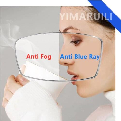YIMARUILI 1.61/1.67 Anti-Fog And Anti-Blue Lens CR-39 Resin Optical Lens SPH 0~-1000 CYL 0~-200 HD Lens 1 Pair