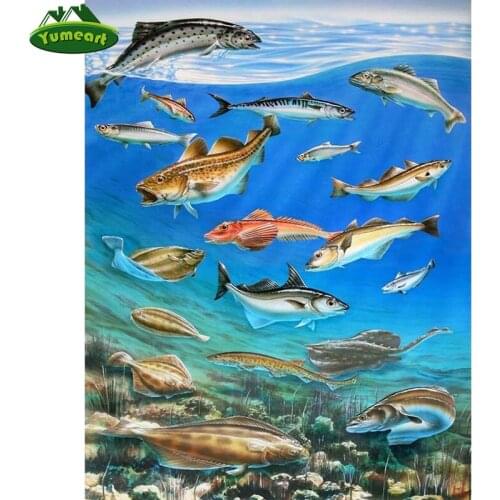 YUMEART NEW DIY Full Drill 5D DIY Diamond Painting"Seabed Fish"Embroidery Diamond Cross Stitch Rhinestone Mosaic Painting Gifts