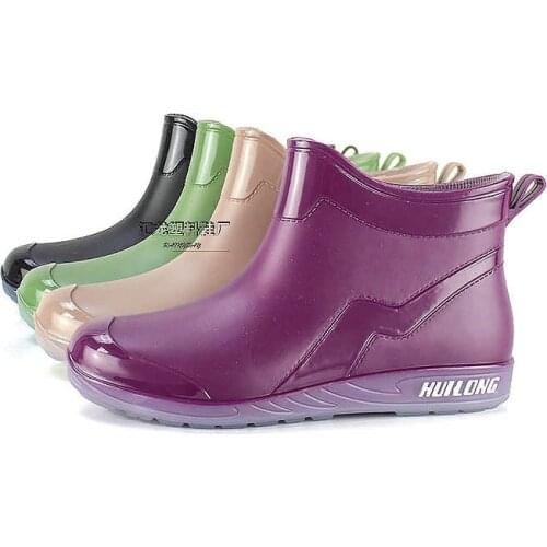 Ladies Short Mid-tube Water Boots Spot Self-cultivation Water Shoes Womens Outer Wear Fashionable Soft and Fashionable Rain