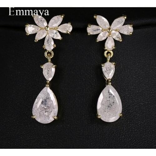 Emmaya Women New Outdoor Activities Choice Tropical Style Dazzling Earring Energetic Muliticolor Cubic Zircon Waterdrop Shape