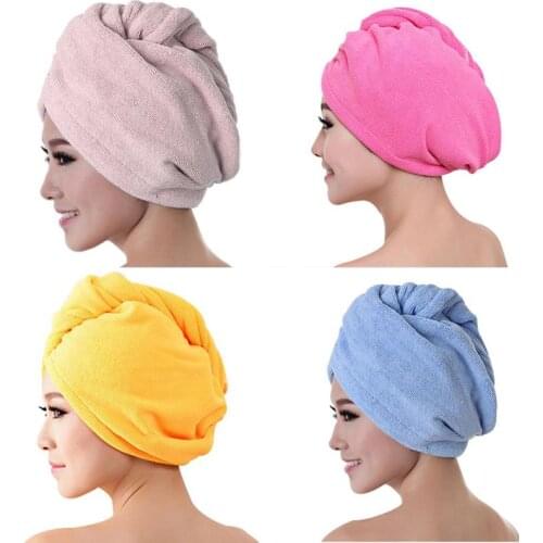 1PC Microfiber Hair Fast Drying Dryer Towel Bath Wrap Hat Quick Cap Turban Dry Quick Drying Lady Household Bath Tool New