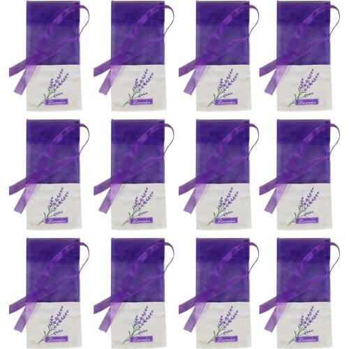 12Pcs Empty Natural Lavender Bud Dry Flower Fragrance Bag Fragrance Scented Fresh Wardrobe, Shoe Cabinet, Car Air Refresh A50