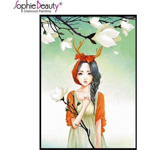 2018 Special Offer New Diy Diamond Painting Cross Stitch Europe Embroidery Kits Mosaic Crystal Beauty Girl White Flower