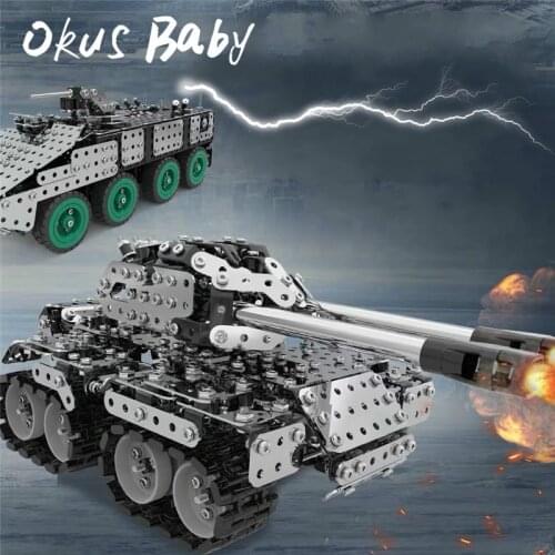 2021 Military Tank DIY Assembly set Stainless Steel Remote Control Model Toy For Kids Gift
