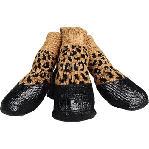 4pcs Outdoor Waterproof Dog Socks Anti Skid Autumn Winter Small and Large Set Pet Shoes Dog Cotton Shoes Fashion Pet Supplies