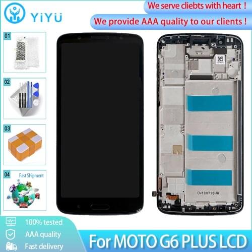 5.93" Original Screen For Motorola Moto G6 Plus LCD Display Touch Screen Digitizer Replacement For Moto G6 Plus XT1926 LCD+Frame