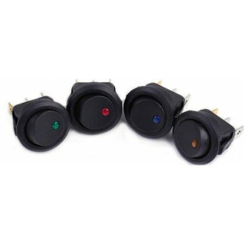 5pcs DC 12V Round Rocker Switch Toggle ON-OFF 2 Position 3 Pins Push Button Switches Electrical Equipment With LED Light Power