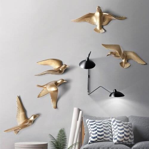 Blesiya 5Pcs 3D Resin Seagull Wall Sculptures Home Decor Hanging Decorations