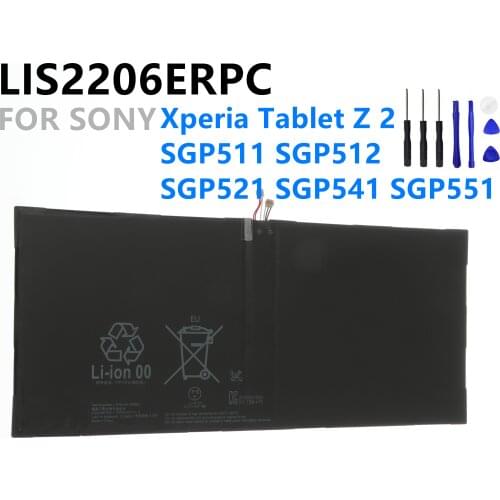 LIS2206ERPC Tablet Battery For SONY Xperia Tablet Z2 SGP541CN SGP511 SGP512 SGP521 SGP541 SGP551 Tablet LIS2206ERPC 6000mAh Tool