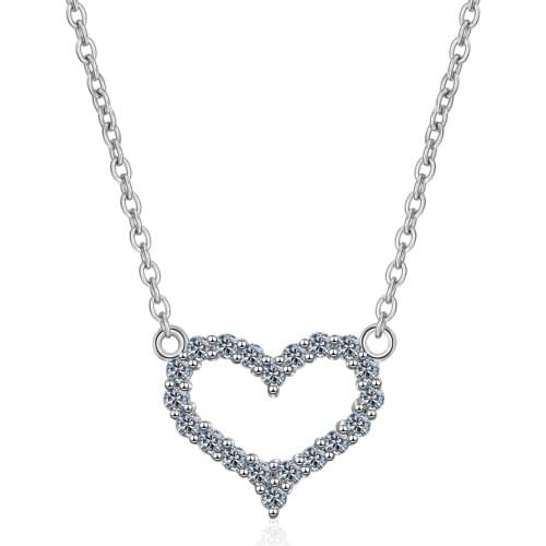 ANZIW 925 Sterling Silver Moissanite Diamond Heart Shape Neckalces Silver Girls Necklaces Women Wedding Engagement Jewery Gifts