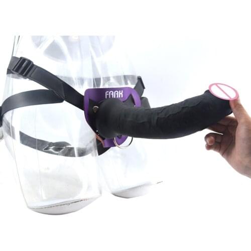 Big silicone toy huge realistic strapon dildo leather strap on huge penis suction harness for women lesbian masturbator