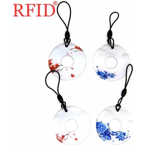 S50 1K 13.56MHz Read Only IC Keyfob RFID Card Circular Dropping Glue Waterproof Key Ring Keychain ABS Access Control Card 1pcs