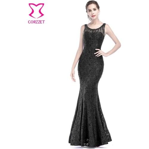 Black Floral Lace & Mesh Pearl Beads Party Wear Luxury Elegant Women Dress Slim Mermaid Sexy Vestido De Festa 2018 Club Dresses