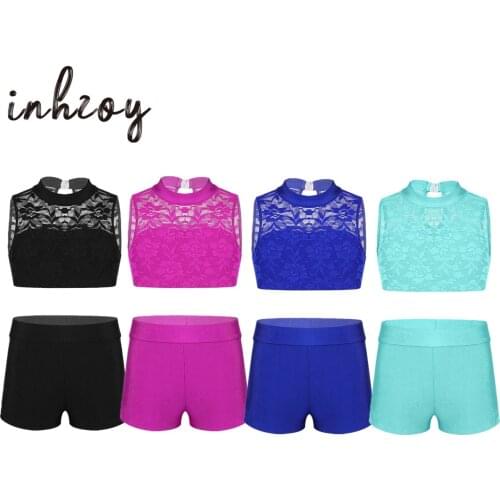 Kids Girls Costumes Lyrical Ballet Dance Gymnastics Leotard Outfit Set Ballet Class Performance Clothes