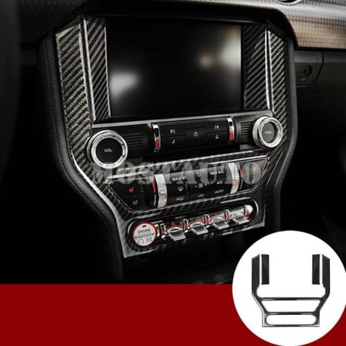 For Ford Mustang Carbon Fiber Centre Console CD Navigation Frame Cover 2015-2019 3pcs Car Accessories Interior Car Decor