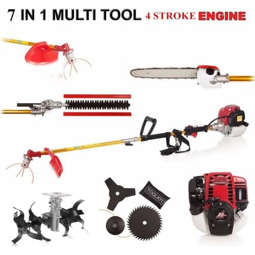 GX35 engine 7 in 1 Multi tool Brush cutter 4 stroke Petrol strimmer Grass cutter Tree Pruner hedge trimmer cultivator