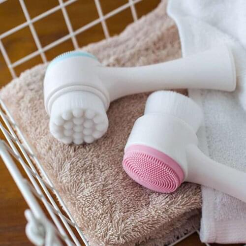 Double Side Silicone Facial Pore Brush 3D Vibration Massage Skin Scrubber Face Pore Cleanser Blackhead Removal