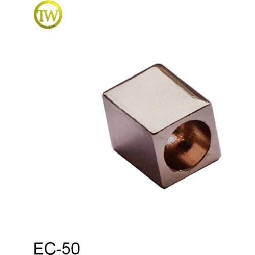 EC50 Cube shape custom metal ending cord stopper bead for swimwear