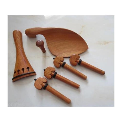 Violin Fittings 2 Sets Nepal wood violin part 4/4,pegs,tailpiece,chinrests