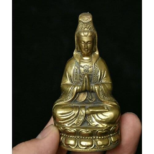 China Bronze Buddhism Temple Kwan-Yin Guanyin Bodhisattva Goddess Buddha Statue Figurines Buddha Statue Desk Home Accessories