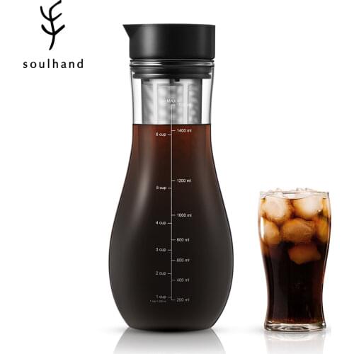 SOULHAND 1500ml Espresso Maker Cold Brew Iced Coffee Maker Dual Use Filter Coffee&Tea Pot Espresso Ice Drip Maker Glass Pots