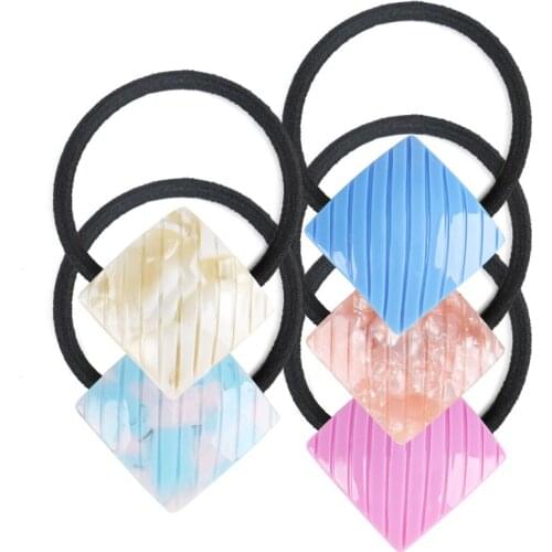 2pcs Square Ponytail Holder - Elastic Hair Jewelry Ornament for Ladies Lady Celluloid Acetate Hair Accessory Tiara for Braids