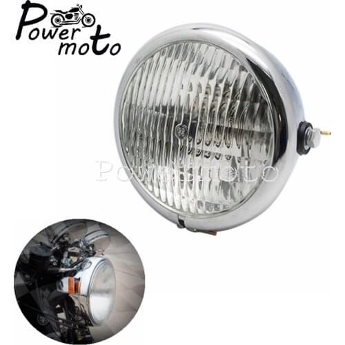 H4 12V Chrome Round Vintage Headlight Motorcycle High /Low Beam Front Head Lamp For Bobber Chopper Sportster Cafe Racer Custom