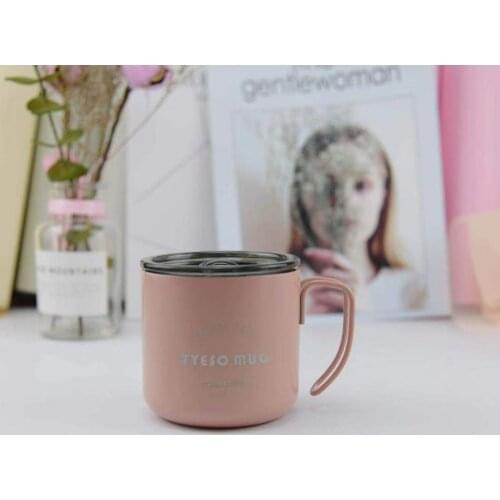 350ML Creative Handle Mug With Lid Vacuum Insulation Water Milk Tea Cup Solid Color Anti-Fall Stainless Steel Coffee Office Cup