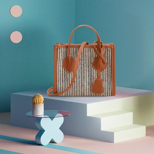 Fashion Women PU Leather Woven Patchwork Crossbody Shoulder Messenger Bag Casual Ladies Top-handle Mini Handbags Purse