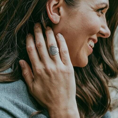 Fashion Engraving Moon Letter Wide Finger Ring Female Engagement Wedding Metal Ring Jewelry Love Token Gift for Wife