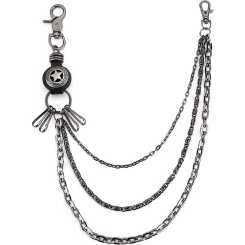 Fashion new Waist Accessories Men Rock Plating Mens Hip-hop Punk Black Metal Plating Wallet Key Chain Jean Pants Chain DR86