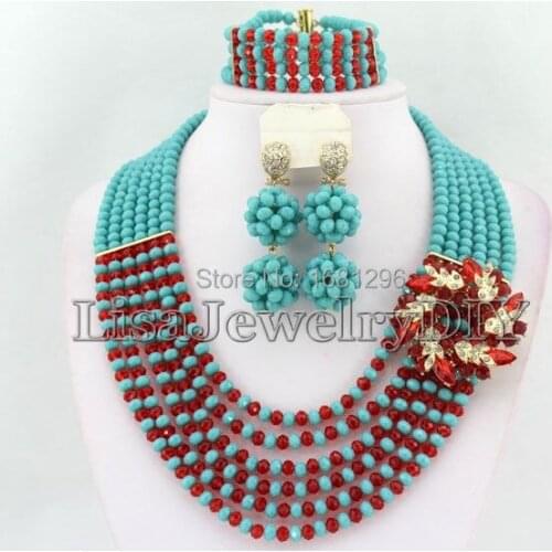 African Party Crystal Beads Jewelry Sets African Bridal Wedding Beads Jewelry Set HD0102