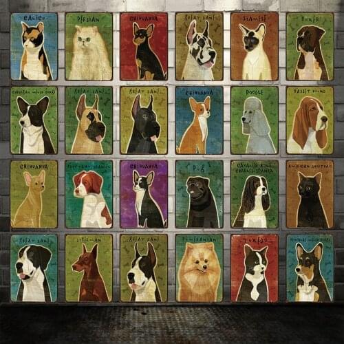 [ Kelly66 ] Dog And Cat Metal Sign Tin Poster Home Decor Bar Wall Art Painting 20*30 CM Size Dy51