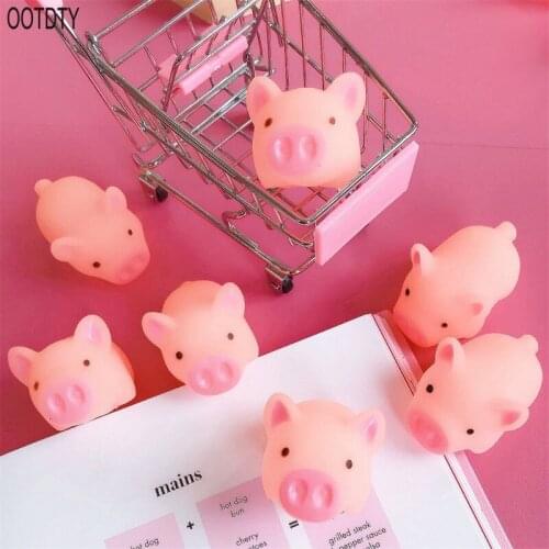 OOTDTY Kawaii Pink Pig Animal Squeeze Toy Baby Bath Toy Bedroom Doorbell Practical Jokes Kids Gift