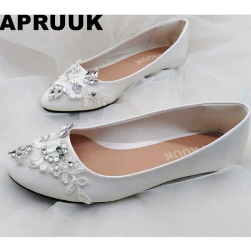 SALES PROMOTION! Lace wedding shoes bride white lace shiny bling silver crystal rhinestones flat heel bridal shoes woman