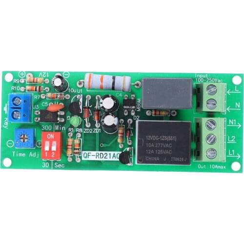 100-220V AC Delay Off Time Relay Module Timer Switch Board 0-300min With Indicator Rotate The Adjustable Resistor