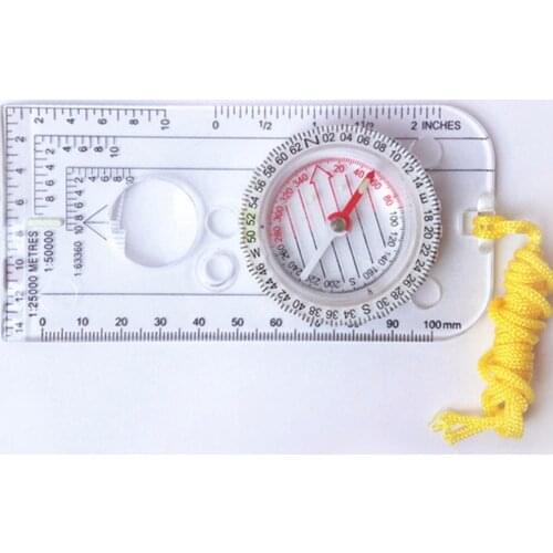 Drawing Scale Compass Folding Map Ruler Buckle Car Camping Hiking Pointing Guide Portable Handheld Compass #273325