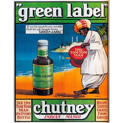 GREEN LABEL INDIAN CHUTNEY METAL TIN SIGN POSTER WALL PLAQUE