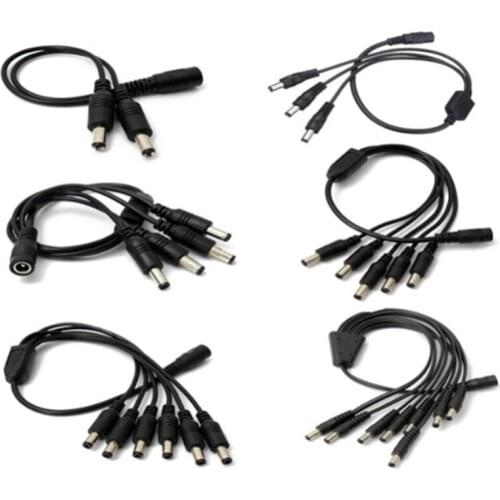 1Pcs DC12V Power Cord 1 Female to 2/3/4/5/6/8 Male Cable Camera Cable CCTV Accessory Power Supply Adapter for LED Strip/Security