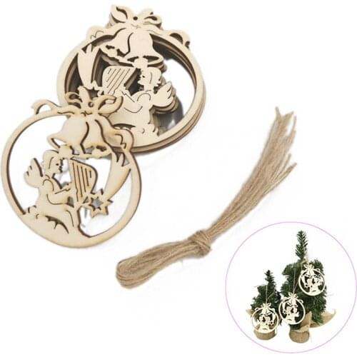 10PCS Wooden Christmas Ornaments Unfinished Wood Ornaments for Festival Decoration and DIY Craft Making