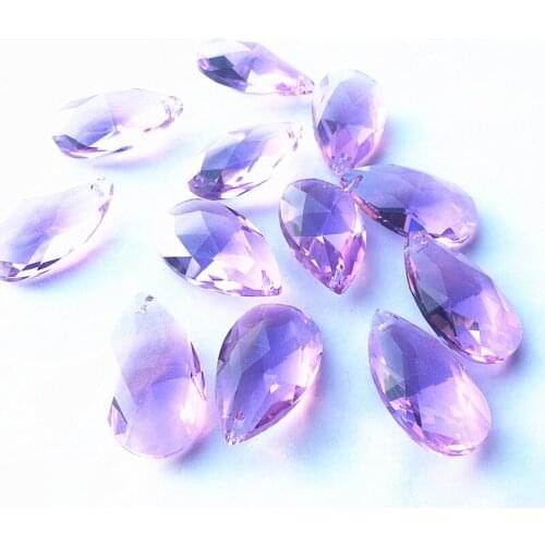 10pcs/lot 38*22mm Purple Color Crystal Faceted Pear Pendants (Free rings) Crystal Pendant for DIY Chandelier Hanging Drops Parts