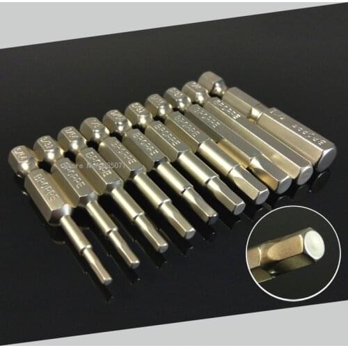 10Pcs SAE 5/64-5/16 Inch Hex Head Screwdriver Bit 1/4" Hex Shank Magnetic Screwdriver Bit Hand Tools